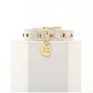 Devious Dogs GlitzNGold White Dog Collar